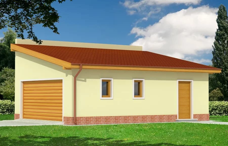 Budynek Gospodarczy z Dachem Jednospadowym - Garaże dwustanowiskowe Budynek Gospodarczy z Dachem Jednospadowym - Garaże dwustanowiskowe