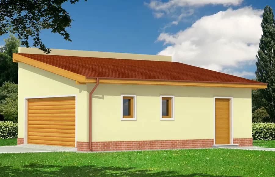 Budynek Gospodarczy z Dachem Jednospadowym - Garaże dwustanowiskowe